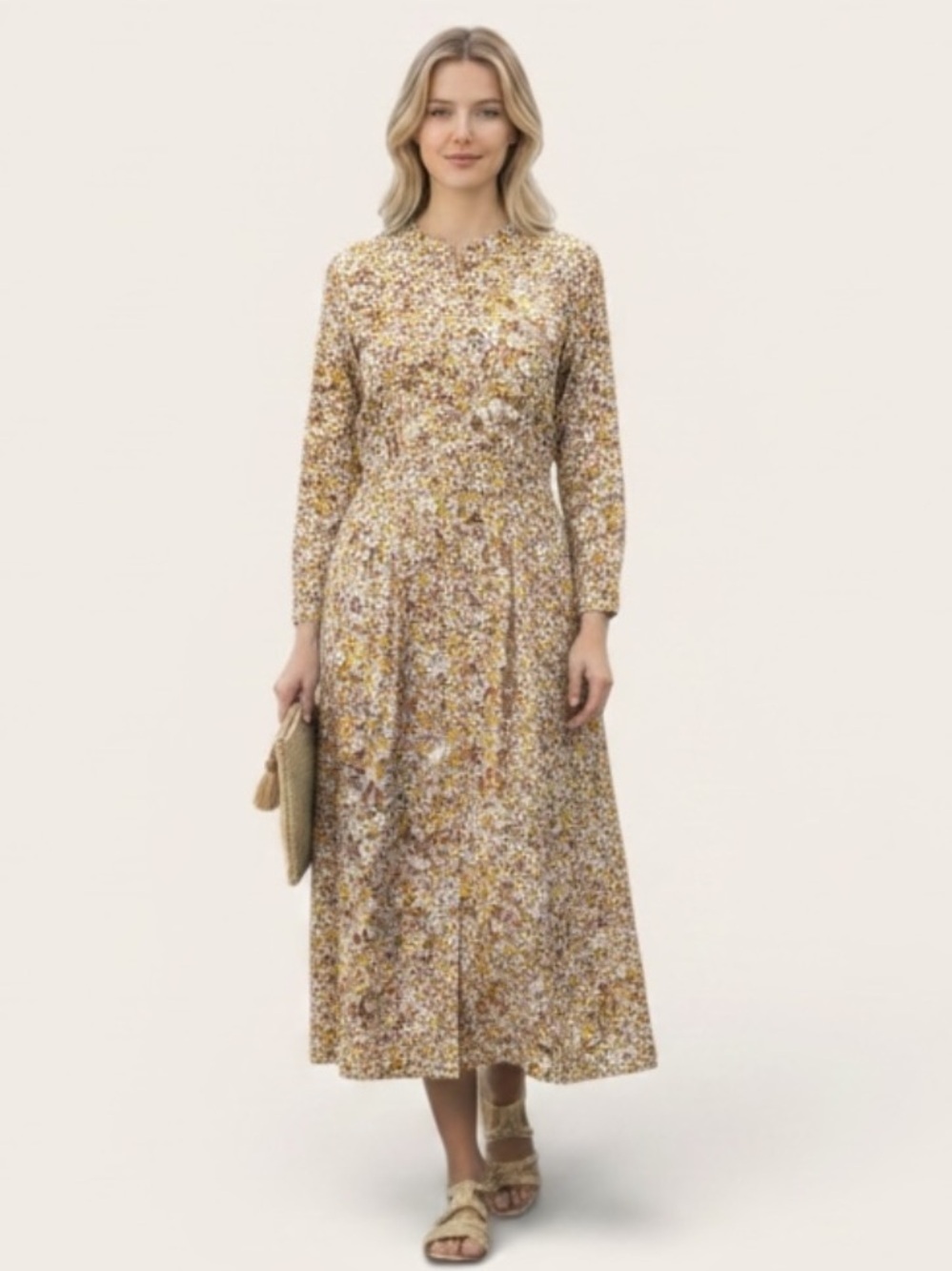 COURT & ROWE Ditsy Pastel Floral Pleated Shirt Dress with Pockets Size 8